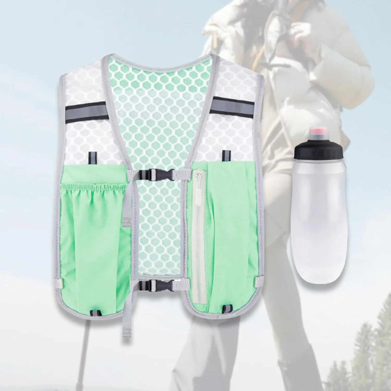 YIJU Hydration Vest Water Pack Running Vest Daypack Outdoor Sport Bag with 550ml Soft Bottle for Camping Hiking Marathoner Trail