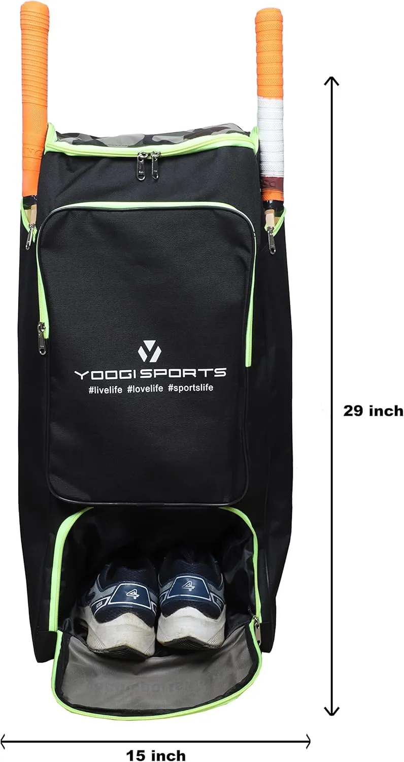 Yoogi Sports Duffle Cricket Kitbag for Men with 2 Bat Caves Shoulder Straps Extra Compartment for Accessories