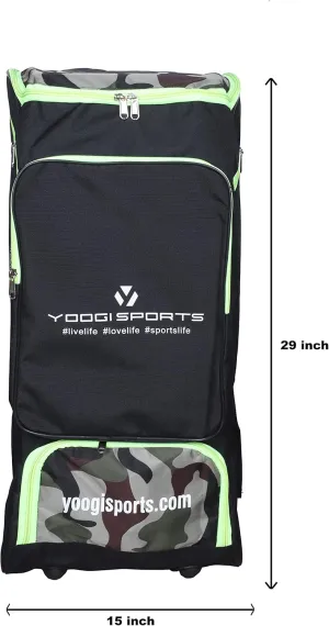 Yoogi Sports Duffle Cricket Kitbag for Men with 2 Bat Caves Shoulder Straps Extra Compartment for Accessories