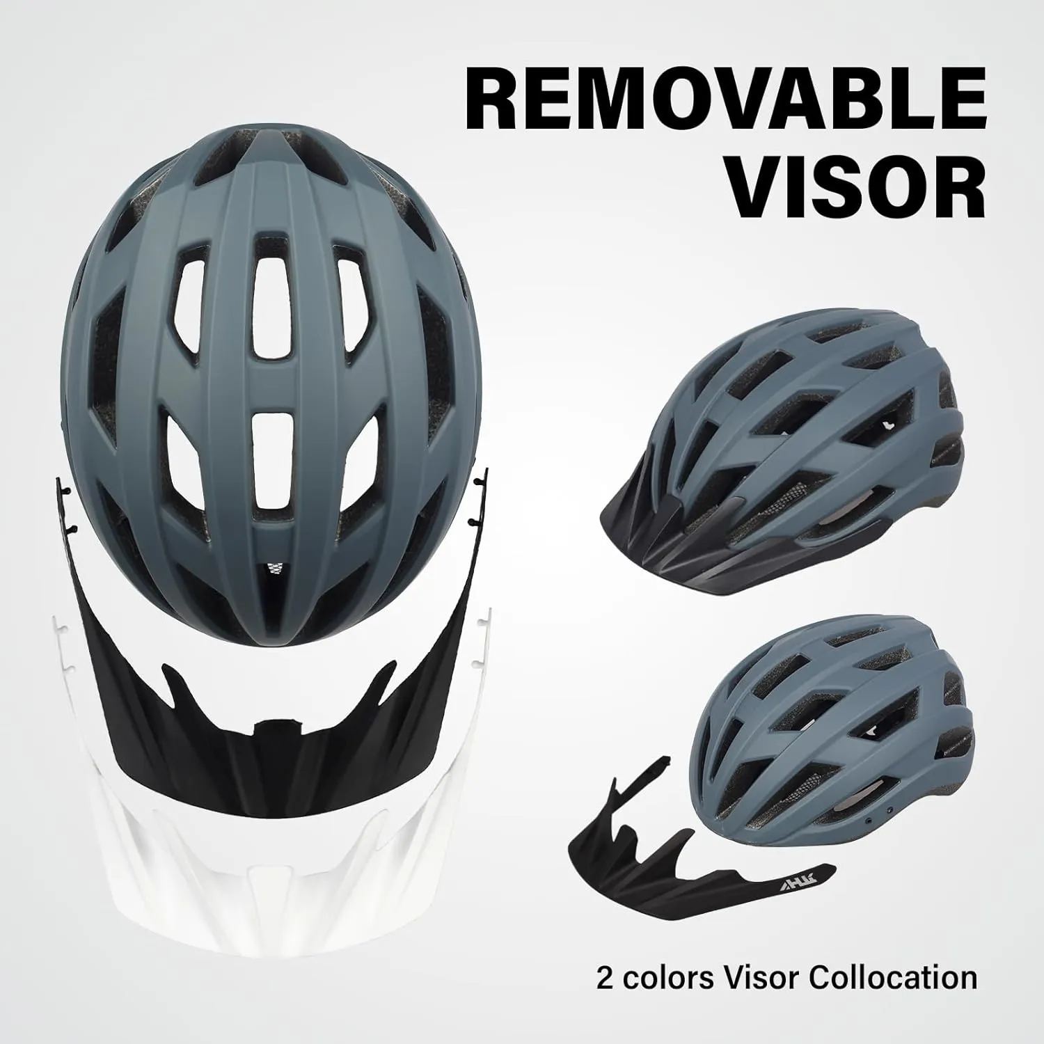 Youth Adult Road Bike Helmet, Men Women Adjustable Mountain Bicycle Helmet with Detachable Visor, 2 Sizes for Age 8-14  Youth, Kids, Adult