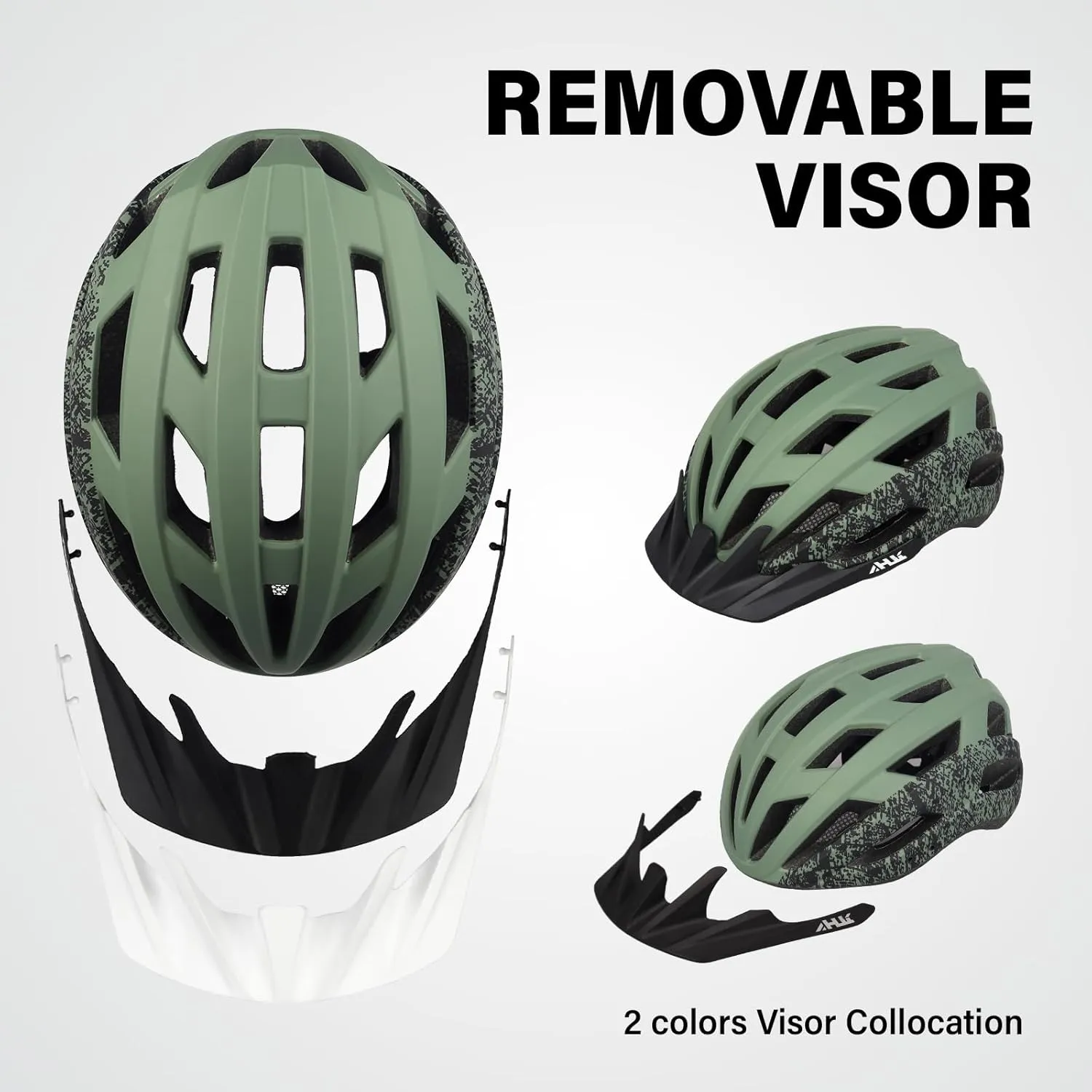 Youth Adult Road Bike Helmet, Men Women Adjustable Mountain Bicycle Helmet with Detachable Visor, 2 Sizes for Age 8-14  Youth, Kids, Adult