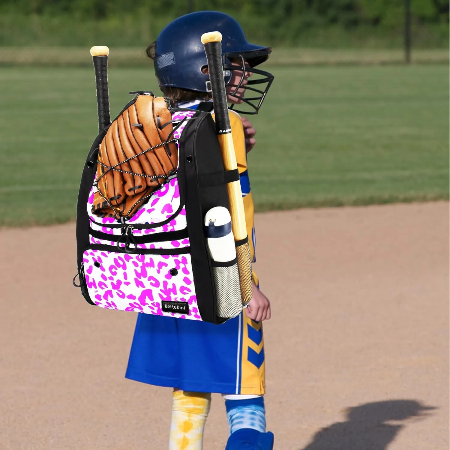 Youth Baseball Bag with Vented Shoe Compartment, Softball Bat Bag for Batting Mitten, Helmet, Teeball Gear - Adult Boys Girls Kids