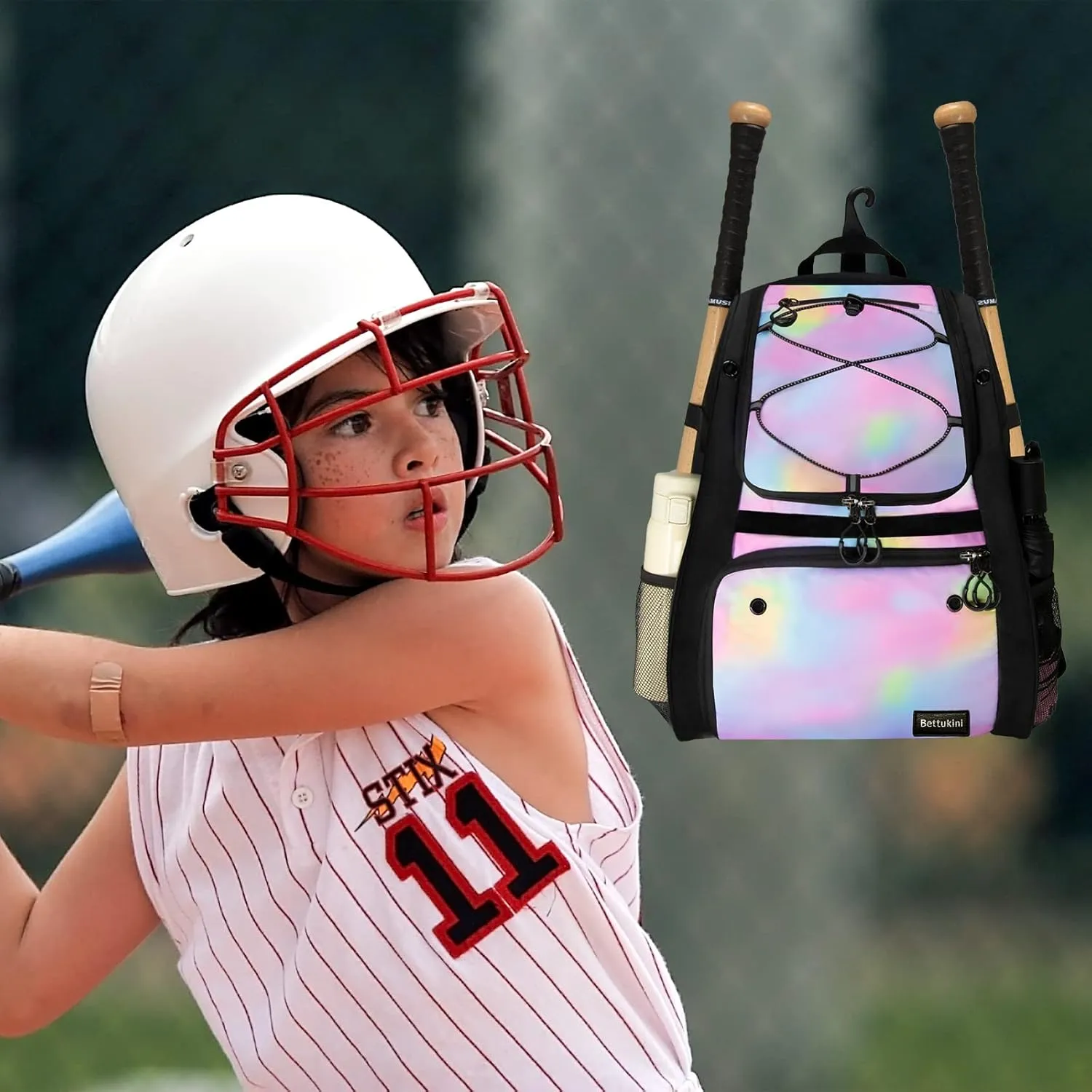 Youth Baseball Bag with Vented Shoe Compartment, Softball Bat Bag for Batting Mitten, Helmet, Teeball Gear - Adult Boys Girls Kids