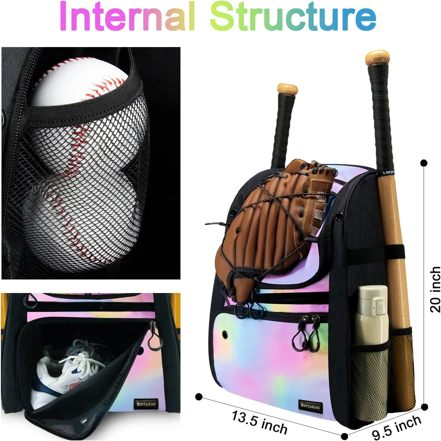 Youth Baseball Bag with Vented Shoe Compartment, Softball Bat Bag for Batting Mitten, Helmet, Teeball Gear - Adult Boys Girls Kids