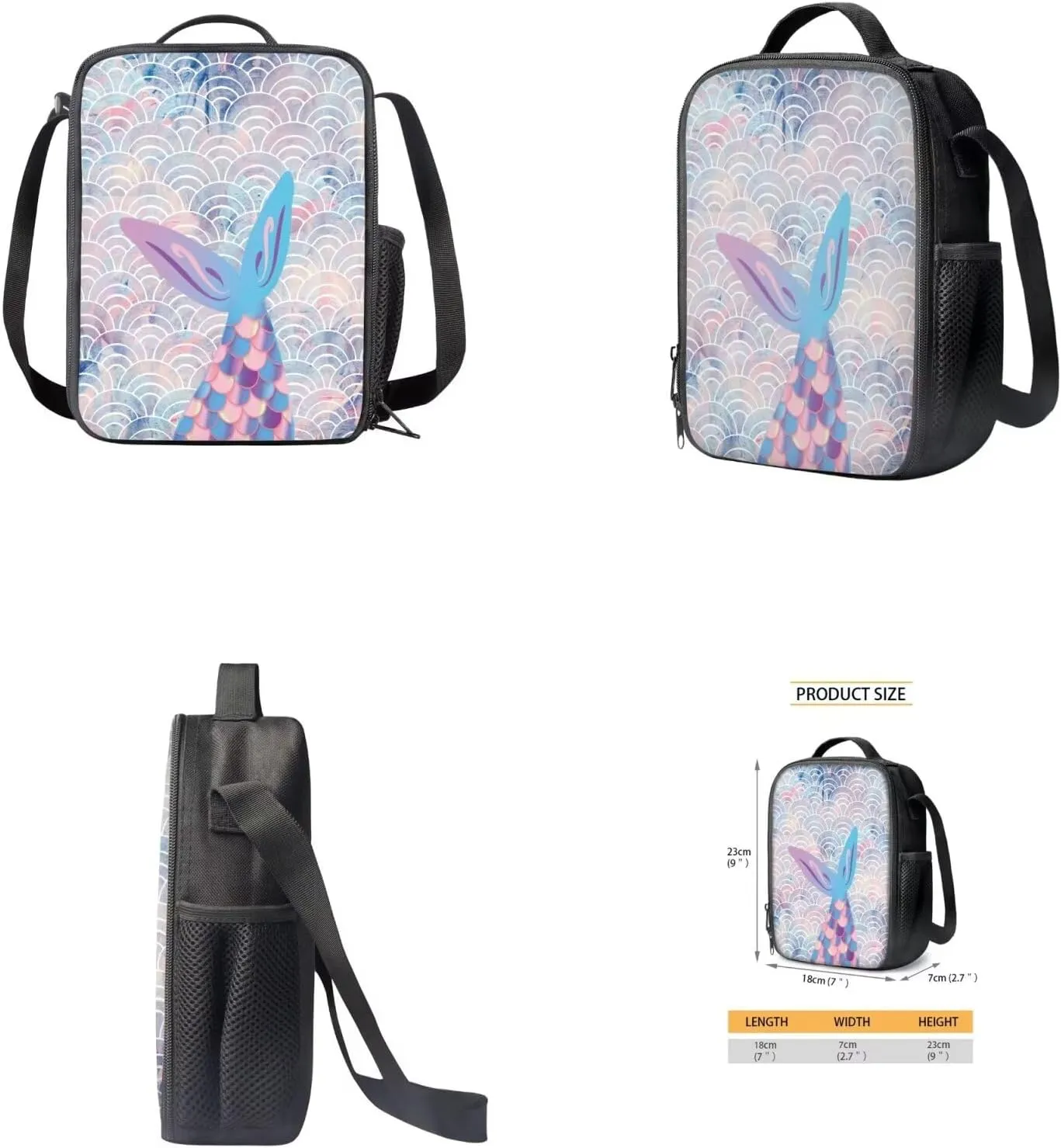 Ystardream 7th Grade Backpack for Girls Art Mermaid Backpack And Lunch Box Set Kids Backpack Purse for Women Elementary School Bookbag with Pencil Case Rucksack for Teens Child Back To School