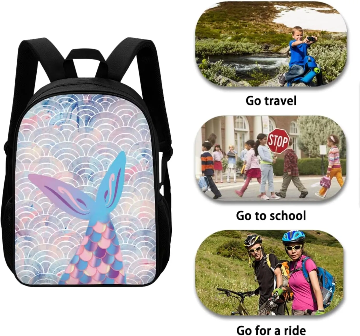 Ystardream 7th Grade Backpack for Girls Art Mermaid Backpack And Lunch Box Set Kids Backpack Purse for Women Elementary School Bookbag with Pencil Case Rucksack for Teens Child Back To School