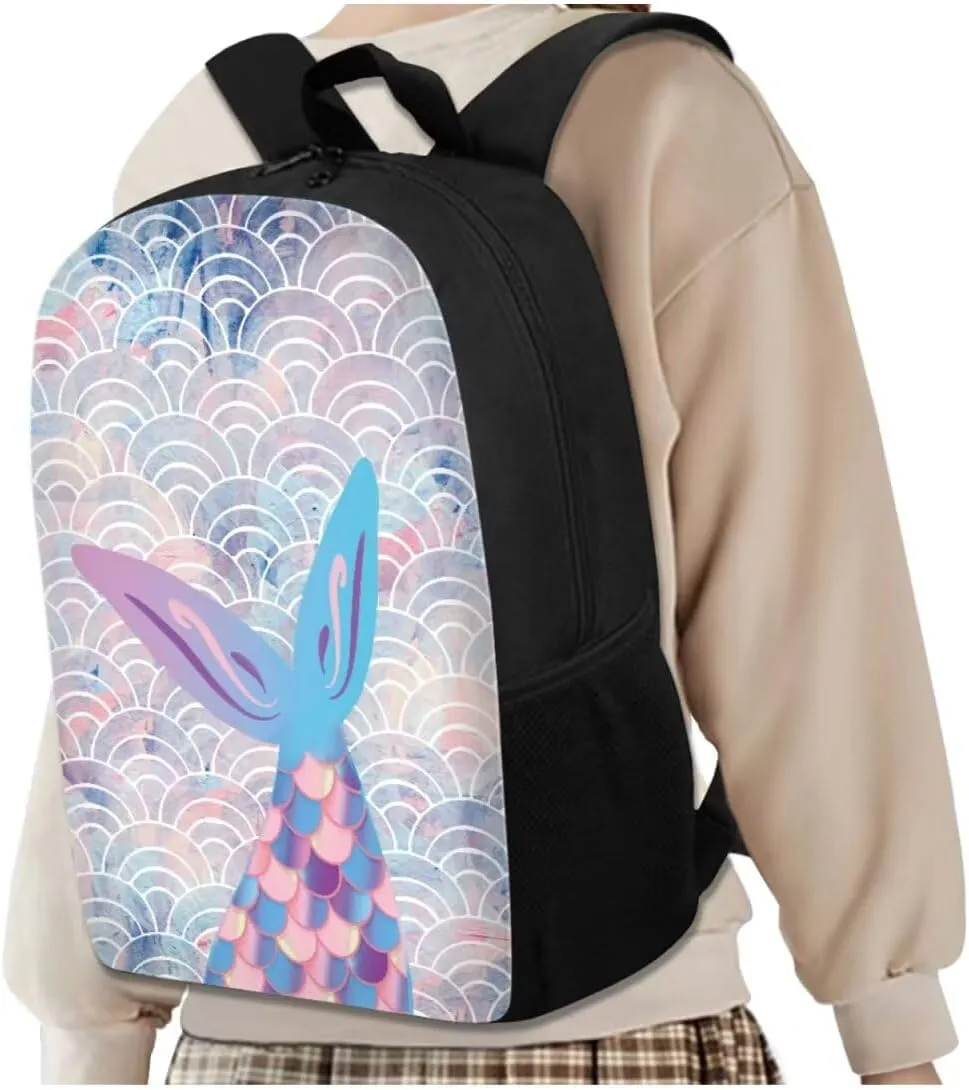Ystardream 7th Grade Backpack for Girls Art Mermaid Backpack And Lunch Box Set Kids Backpack Purse for Women Elementary School Bookbag with Pencil Case Rucksack for Teens Child Back To School