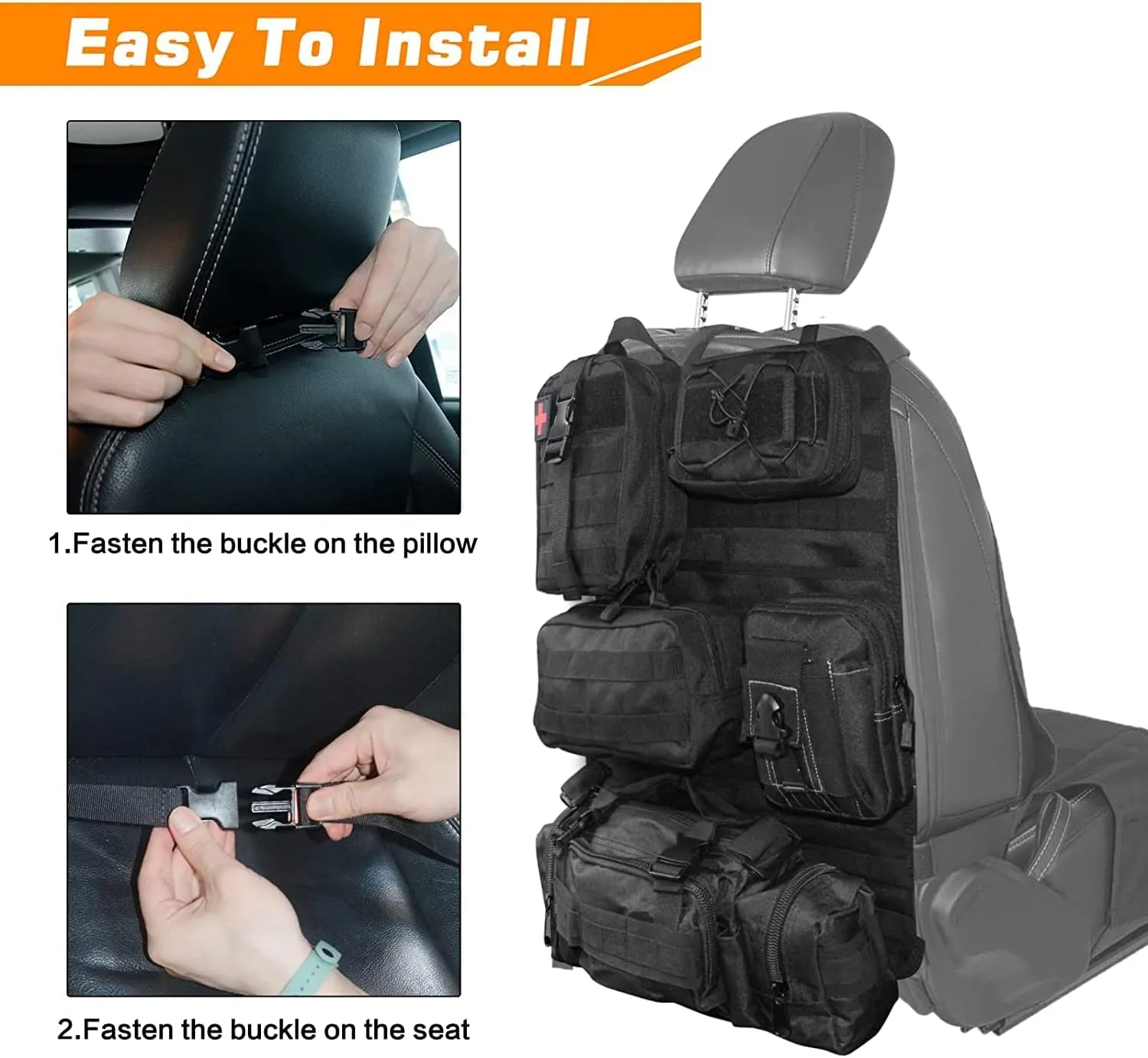 Z8 Tactical Front Seat Back Storage Bag/Hanger Bag Organizer with 5 Bags,Universal fits for All Vehicel