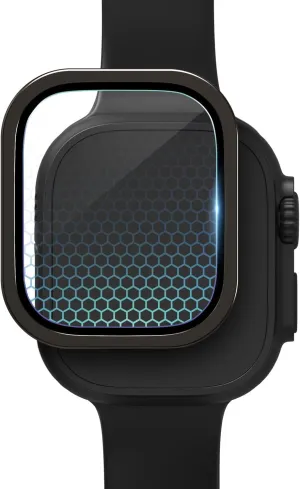 ZAGG XTR4 Glass Screen Protector for Apple Watch Ultra 2 / Apple Watch Ultra - Fortified with Graphene, Blue Light Filter, Aluminum Frame, Black