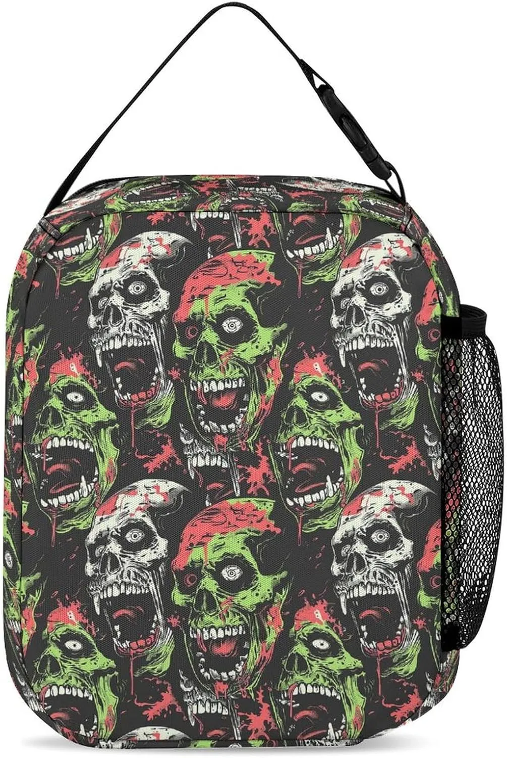 Zombie Backpack with Lunch Box & Pencil Case, 16 Inch Scary Zombies Themed Bookbag, Adjustable Lightweight Large Capacity, Colorful Haunted Horror Backpack Set with Lunch Bag