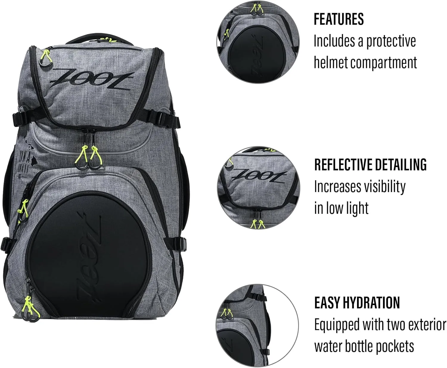 Zoot Ultra Tri Bag, Triathlon Transition Backpack with Wet Storage for Men & Women Athletes, Race Day, Travel & Train, Black
