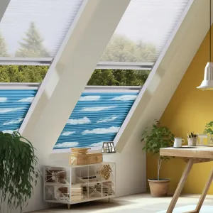 ZSHINE Manual Day Night Honeycomb Cellular Shades Light Filtering Thermal Retardation Non Wovens Fabric for Velux Skylight Window (Blue Sky)