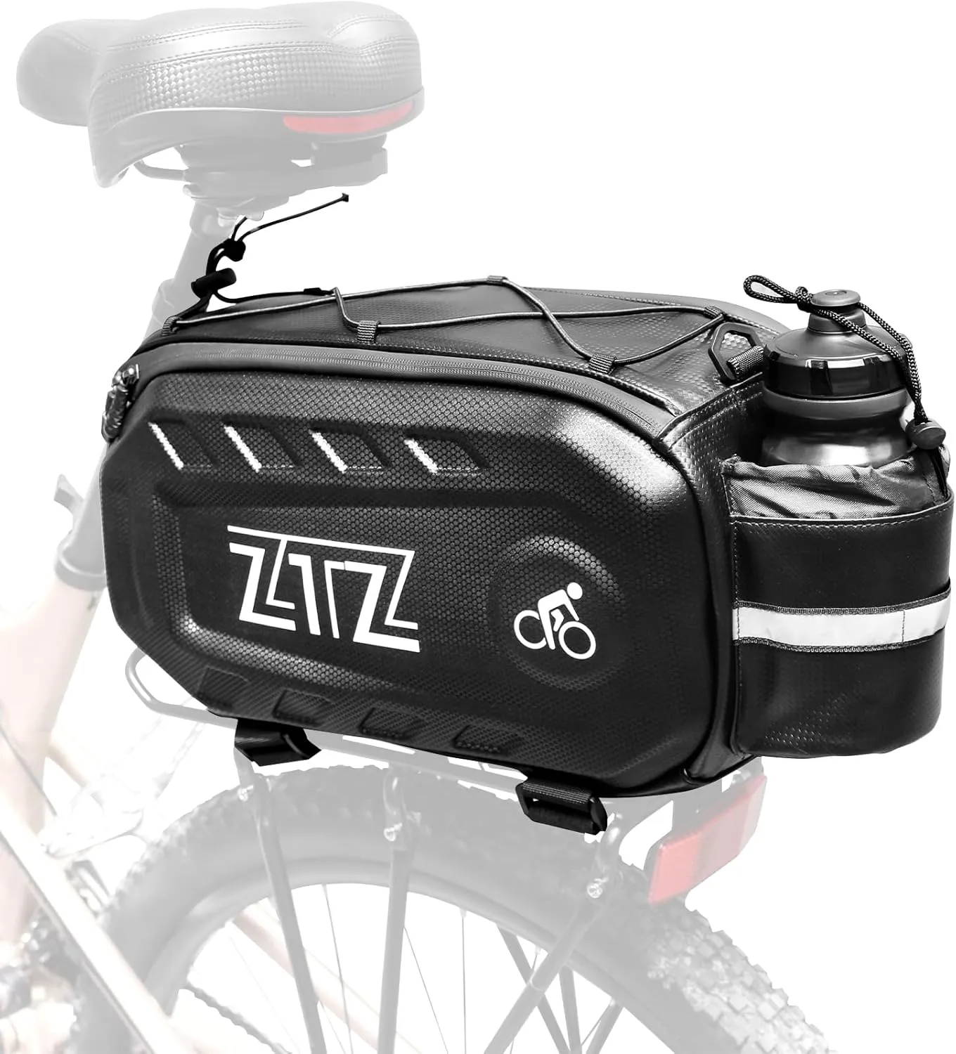 ZTZ 2025 Upgraded Biking Universal Bike Bags - 10L/17L Hard Shell Bike Bag with Perfect Size and Made of 100% PU & EVA, Bike Rack Bag with Reflector, Hand Strap for Commuter Travel Outdoor